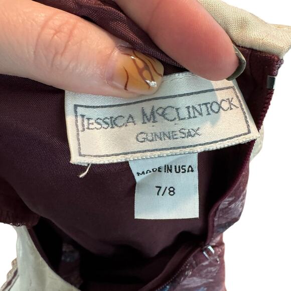 Vintage Gunne Sax Jessica McClintock Purple Floral Statement Collar Dress Small - Picture 8 of 12